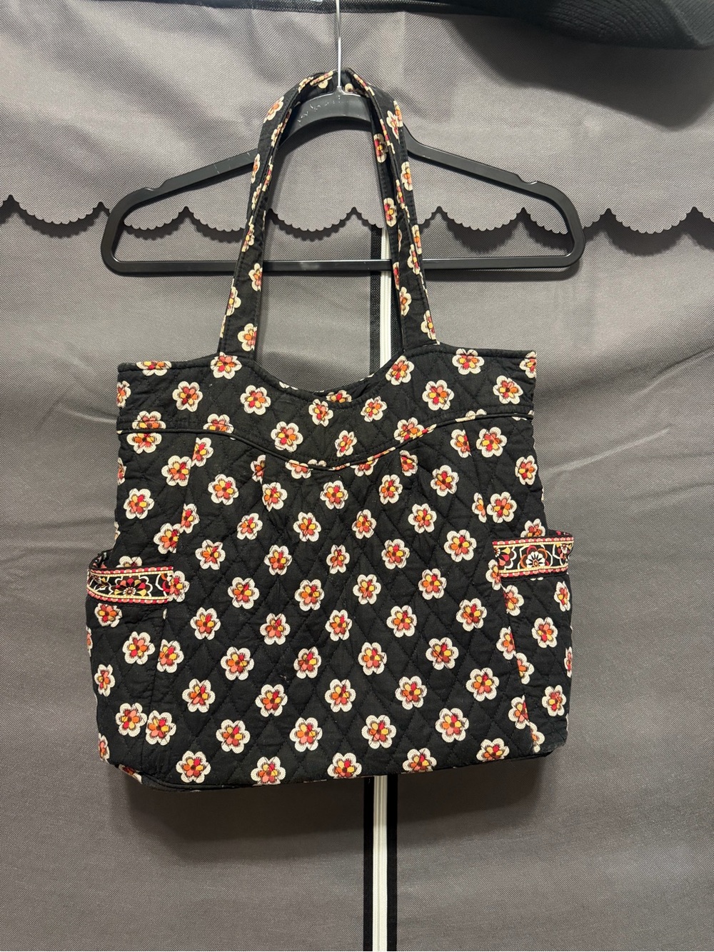 Vera Bradley Large Tote Bag - Black and Red Floral